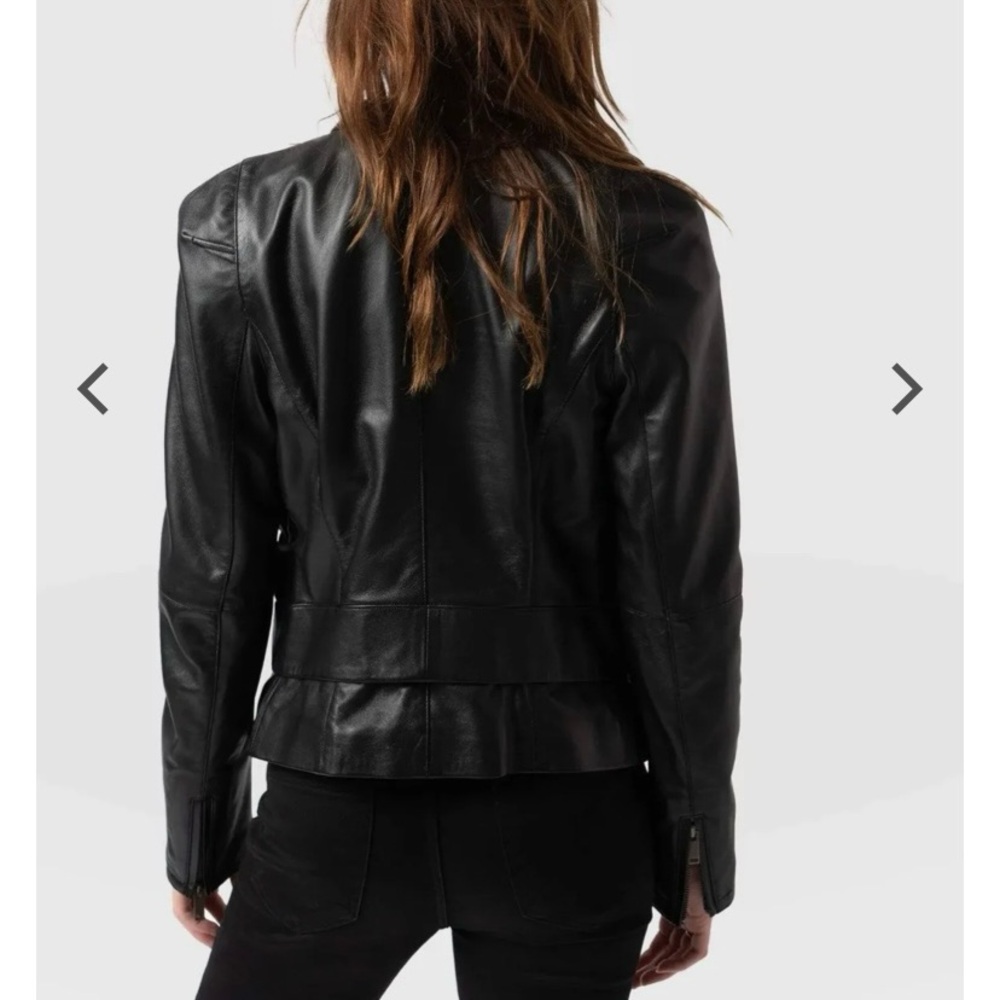Saint + Sofia Blane Black Leather Bomber Jacket - Picture 11 of 13